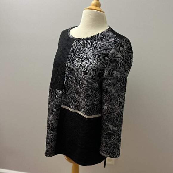 IC by Connie K Black Silver Mixed Media Tunic Top Sz S - Picture 10 of 12